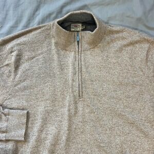 FAHERTY‎ Brand Men's Heathered Tan 1/4 Zip Cotton 5% Cashmere Blend Sweater XXL